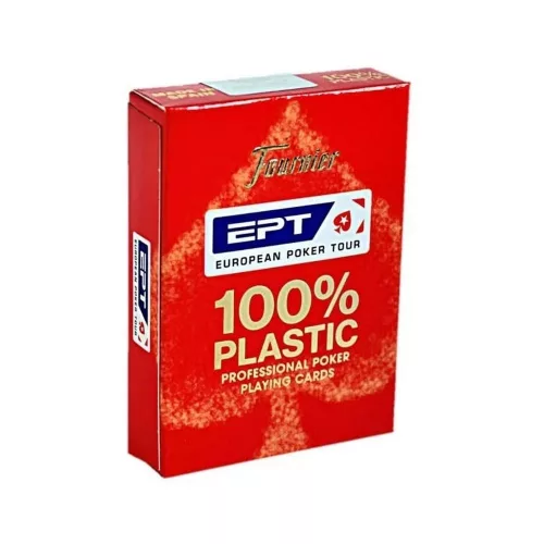 Póker kártya, piros, Fournier EPT, 100 % plasztik, Jumbo Index