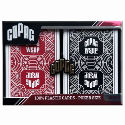 Póker kártya 100% plasztik COPAG WSOP 2024, Jumbo index, fekete-piros dupla pakli