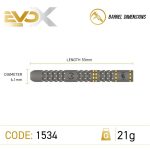 Darts szett steel Winmau MvG Evo-X 21g, 90% wolfram