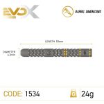 Darts szett steel Winmau MvG Evo-X 24g, 90% wolfram