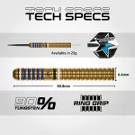 Darts szett steel Winmau Ryan Branley 23g, 90% wolfram