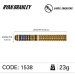 Darts szett steel Winmau Ryan Branley 23g, 90% wolfram