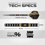 Darts szett steel Winmau Alex Spellman, 24g 90% wolfram