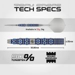 Dart szett steel Winmau SP Lunaris Tapered 22g, 90% wolfram