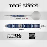 Dart szett steel Winmau SP Lunaris Tapered 24g, 90% wolfram