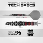 Darts szett steel Winmau SP Fornax Torpedo, 90% wolfrám