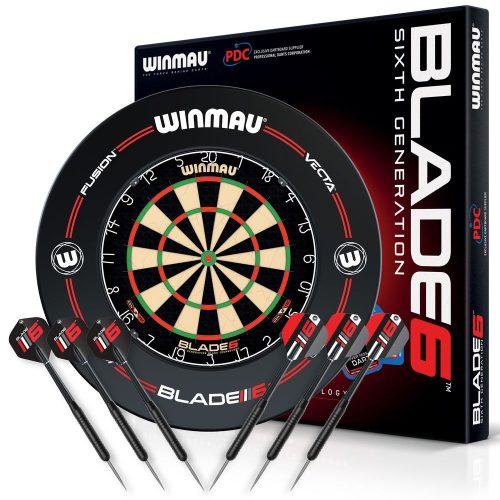 Darts tábla Winmau Blade 6 falvédővel, két szett nyíllal, startvonallal, kiszállóval