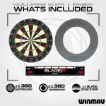 Darts tábla Winmau BLADE 360 szürke falvédővel és két szett nyíllal, dobóvonallal