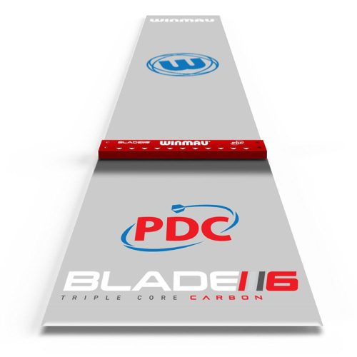 Darts szőnyeg Winmau Clearzone PVC integrált dobóléccel, PDC és Blade 6 felirattal