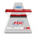 Darts szőnyeg Winmau Clearzone PVC integrált dobóléccel, PDC és Blade 6 felirattal