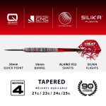 Dart szett steel Harrows Damon Heta Series 4, Quick Point, 25g, 90% wolfram