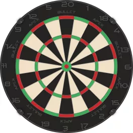   Darts tábla Bullet Apex Black Edition, verseny minőségű, élezett dróttal