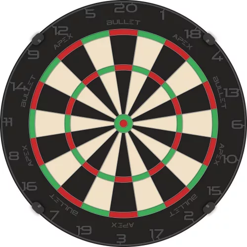 Darts tábla Bullet Apex Black Edition, verseny minőségű, élezett dróttal