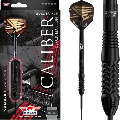 Darts szett steel Bull's Caliber Black 24g, 90% wolfrám