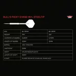 Darts szett steel Bull's Ricky Evans 23g, 95% wolfrám