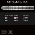 Darts szett steel Bull's CP Prime Bolt, 22g 90% wolfram