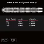 Darts szett steel Bull's CP Prime Straight, 22g 90% wolfram