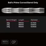 Darts szett steel Bull's CP Prime Curved, 23g 90% wolfram