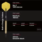 Darts szett steel Bull's Charge sárga, 22g brass