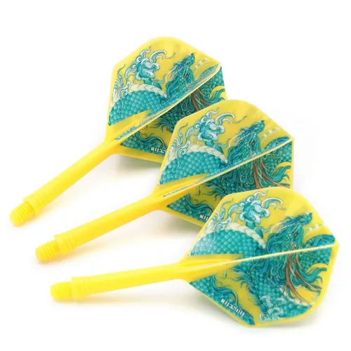 Darts toll és szár egyben Cuesoul ROST AK5 Azure Dragon sárga, Standard Wing toll és közepes szár