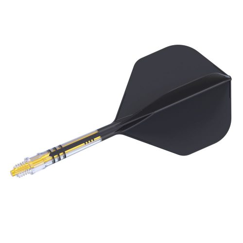 Darts toll és szár egyben Cuesoul ROST T19, fekete-sárga, Big Standard Wing toll, 4-es karbon szár