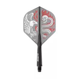   Darts toll és szár egyben Cuesoul ROST 77 sas, átlátszó-fekete, Small Std Wing toll és rövid szár