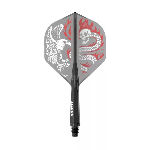 Darts toll és szár egyben Cuesoul ROST 77 sas, átlátszó-fekete, Small Std Wing toll és rövid szár