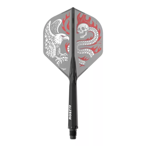 Darts toll és szár egyben Cuesoul ROST 77 sas, átlátszó-fekete, Small Std Wing toll és közepes szár