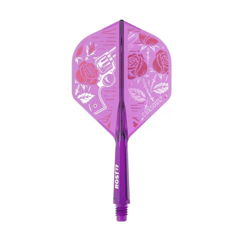 Darts toll és szár egyben Cuesoul ROST 77 rózsa, átlátszó-lila, Small Std Wing toll és rövid szár