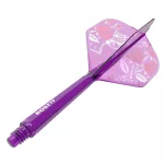 Darts toll és szár egyben Cuesoul ROST 77 rózsa, átlátszó-lila, Small Std Wing toll és hosszú szár