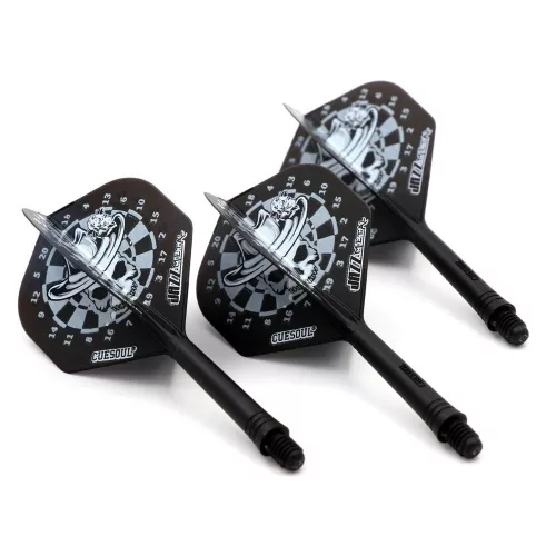 Darts toll és szár egyben Cuesoul ROST AK5 Jazz Metal ezüst, koponya, Std Wing toll és közepes szár