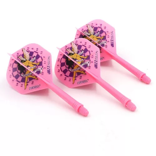 Darts toll és szár egyben Cuesoul ROST AK5 Jazz Metal pink tündér, Std Wing toll és közepes szár