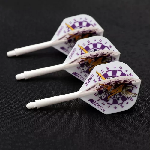 Darts toll és szár egyben Cuesoul ROST AK5 Jazz Metal fehér tündér, Std Wing toll és közepes szár