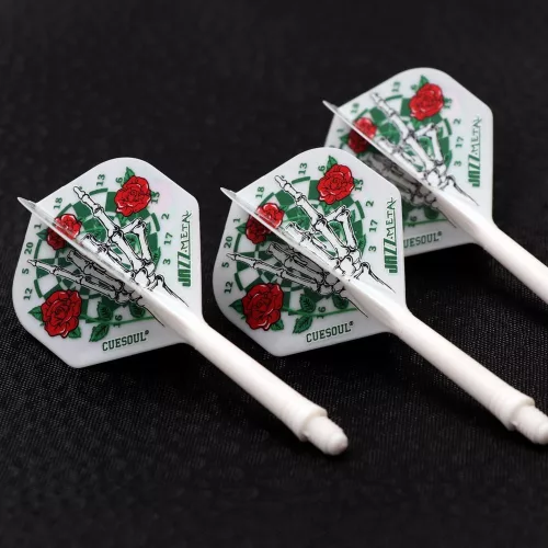 Darts toll és szár egyben Cuesoul ROST AK5 Jazz Metal rózsa, fehér, Std Wing toll és közepes szár