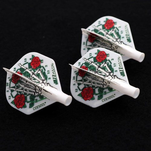 Darts toll Cuesoul TERO AK4, fehér, rózsa mintás, Standard toll