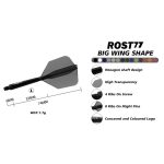 Darts toll és szár egyben Cuesoul ROST 77 Small Standard Wing toll és hosszú szár, 12 darabos szett