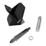 Darts toll és szár egyben Cuesoul KOFF, fekete, Big Standard toll, 4-es méretű karbon szár