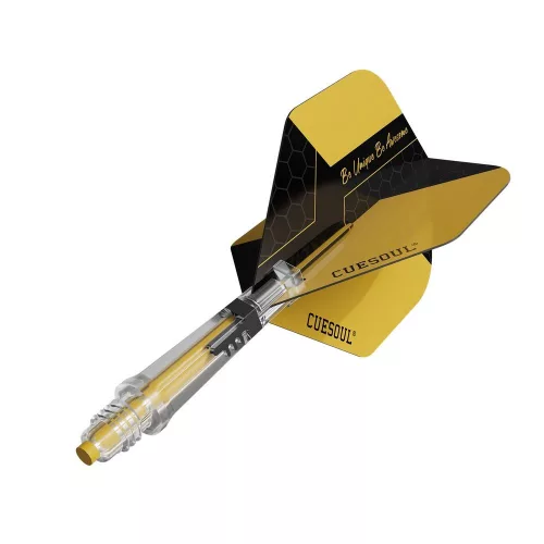 Darts toll és szár egyben Cuesoul KOFF, sárga, Big Standard toll, 3-as méretű karbon szár