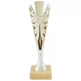   Darts serleg, sport dizájn 2, márvány talpon, ezüst színben, 34,5 cm magas