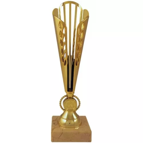 Darts serleg, sport dizájn, márvány talpon, arany színben, 35 cm magas