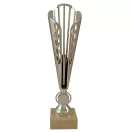   Darts serleg, sport dizájn, márvány talpon, ezüst színben, 33,5 cm magas