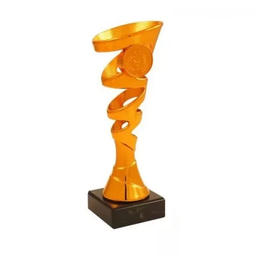 Darts serleg, sport örvény dizájn, márvány talpon, bronz színben, 18 cm magas