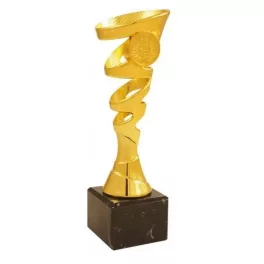   Darts serleg, sport örvény dizájn, márvány talpon,arany színben, 20 cm magas