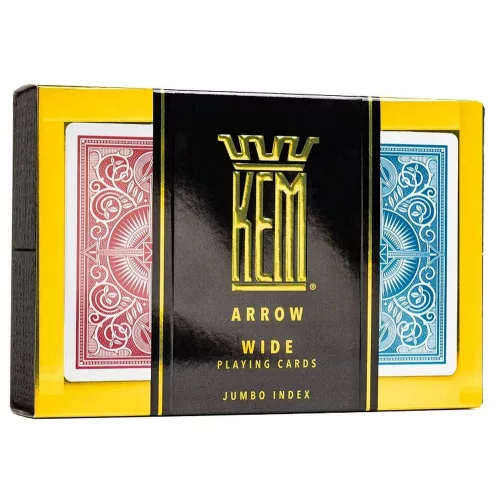 Póker kártya KEM Arrow Wide Red & Blue Wide, 100% plasztik, Jumbo index, dupla pakli