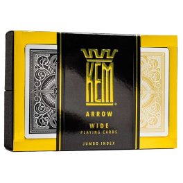   Póker kártya KEM Arrow Wide, Black-Gold 100% plasztik, Jumbo index, dupla pakli