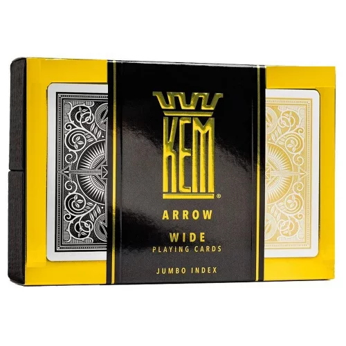 Póker kártya KEM Arrow Wide, Black-Gold 100% plasztik, Jumbo index, dupla pakli
