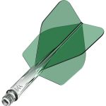 Darts toll és szár egyben Mission Force 90 átlátszó zöld, standard No6 toll és rövid szár