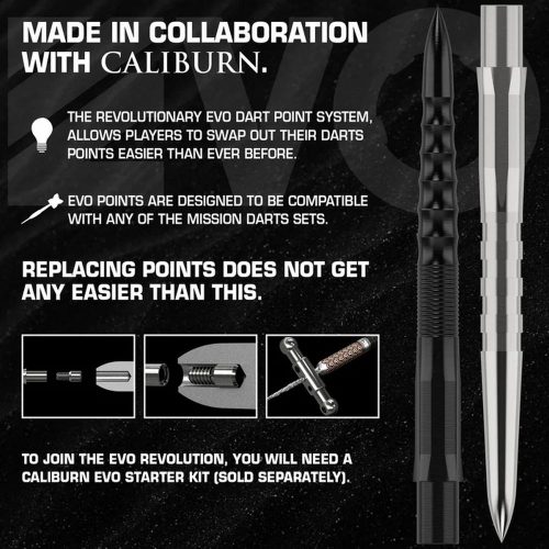 Darts cserélhető fémhegy Mission Caliburn EVO Grooved 32mm ezüst
