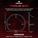 Darts világítás Mission Torus 270 USB-C kábellel, árnyékmentes