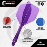 Darts integrált tollszár Mission Force 90 Vortex átlátszó piros, No6 toll és közepes szár